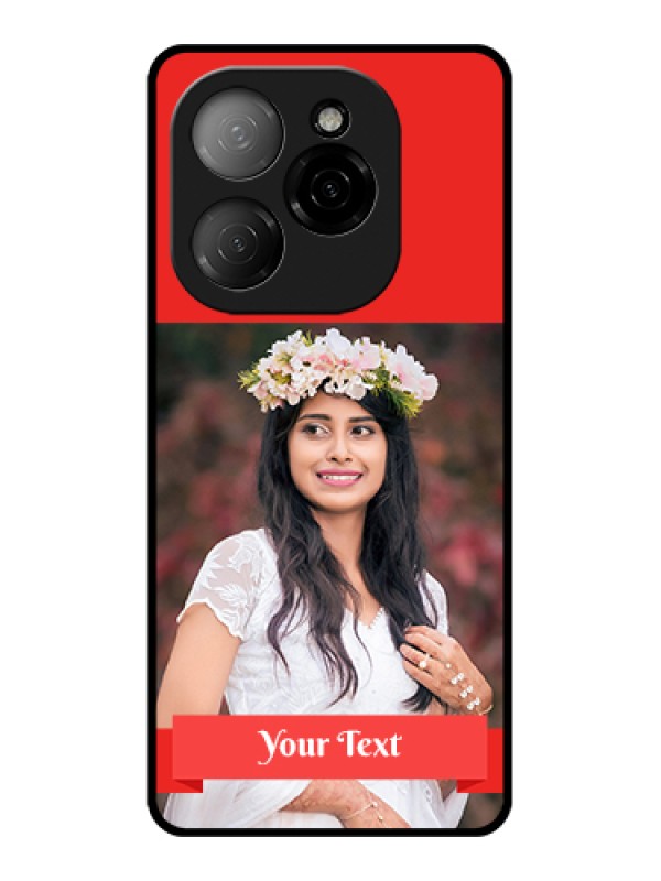 Custom Tecno Spark 20 Pro 5G Custom Glass Phone Case - Simple Red Color Design