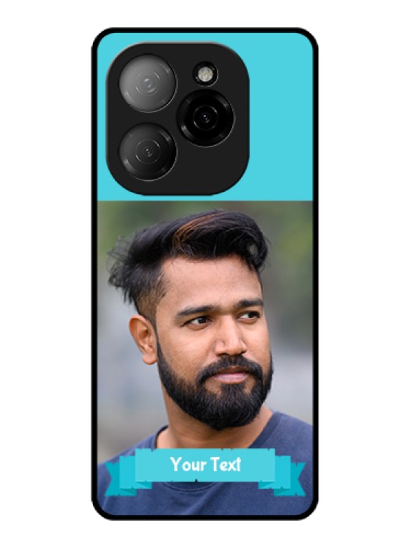 Custom Tecno Spark 20 Pro 5G Custom Glass Phone Case - Blue Color Design