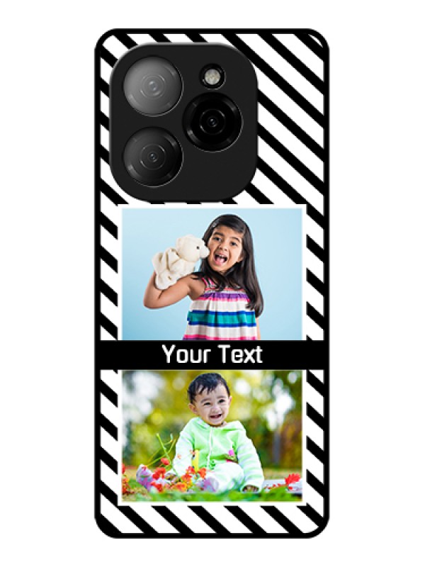 Custom Tecno Spark 20 Pro 5G Custom Glass Phone Case - Black And White Stripes Design