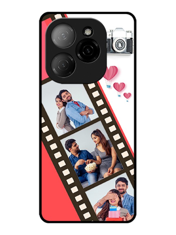 Custom Tecno Spark 20 Pro 5G Custom Glass Phone Case - 3 Image Holder With Film Reel