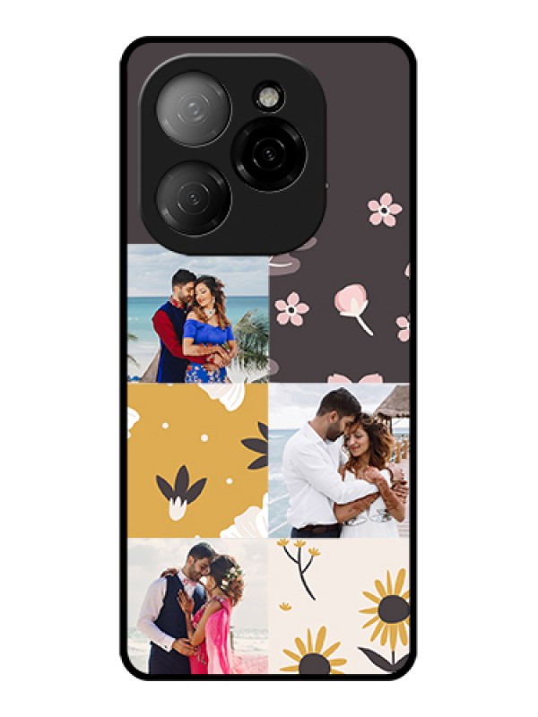 Custom Tecno Spark 20 Pro 5G Custom Glass Phone Case - 3 Images With Floral Design