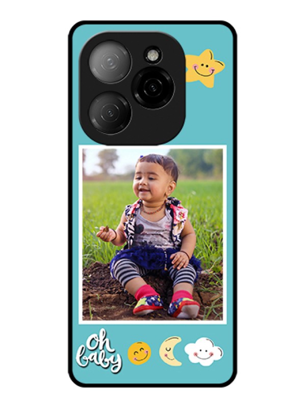 Custom Tecno Spark 20 Pro 5G Custom Glass Phone Case - Smiley Kids Stars Design