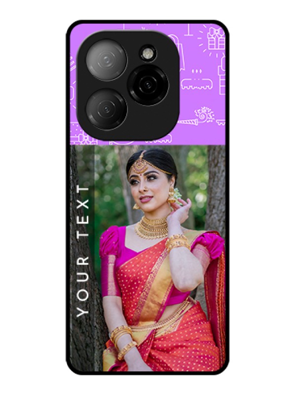 Custom Tecno Spark 20 Pro 5G Custom Glass Phone Case - Birthday Icons Design