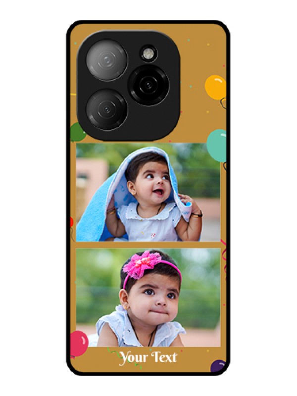 Custom Tecno Spark 20 Pro 5G Custom Glass Phone Case - Image Holder With Birthday Celebrations Design