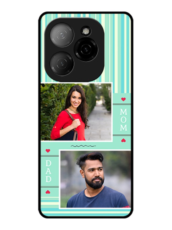 Custom Tecno Spark 20 Pro 5G Custom Glass Phone Case - Mom & Dad Pic Design