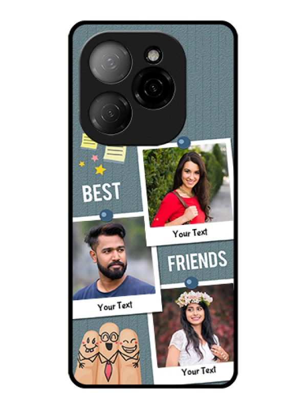 Custom Tecno Spark 20 Pro 5G Custom Glass Phone Case - Sticky Frames And Friendship Design