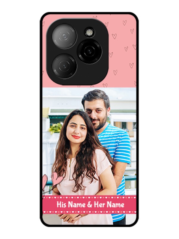 Custom Tecno Spark 20 Pro 5G Custom Glass Phone Case - Love Design Peach Color