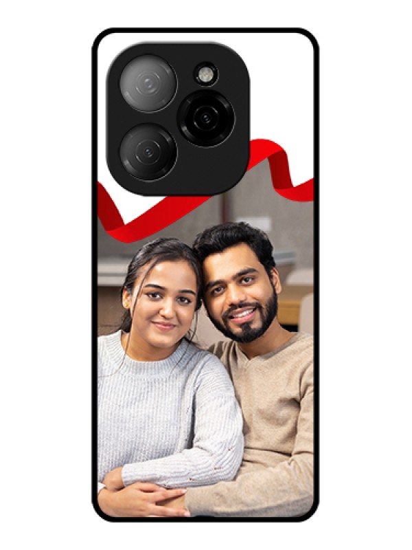 Custom Tecno Spark 20 Pro 5G Custom Glass Phone Case - Red Ribbon Frame Design