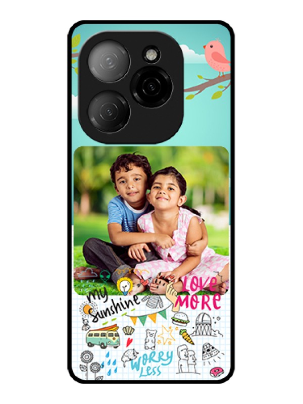 Custom Tecno Spark 20 Pro 5G Custom Glass Phone Case - Doodle Love Design