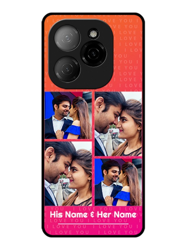 Custom Tecno Spark 20 Pro 5G Custom Glass Phone Case - I Love You Pink Design