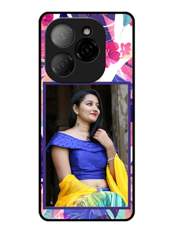 Custom Tecno Spark 20 Pro 5G Custom Glass Phone Case - Abstract Floral Design