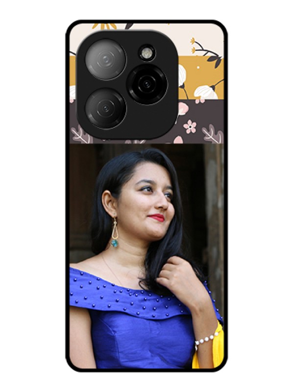 Custom Tecno Spark 20 Pro 5G Custom Glass Phone Case - Stylish Floral Design