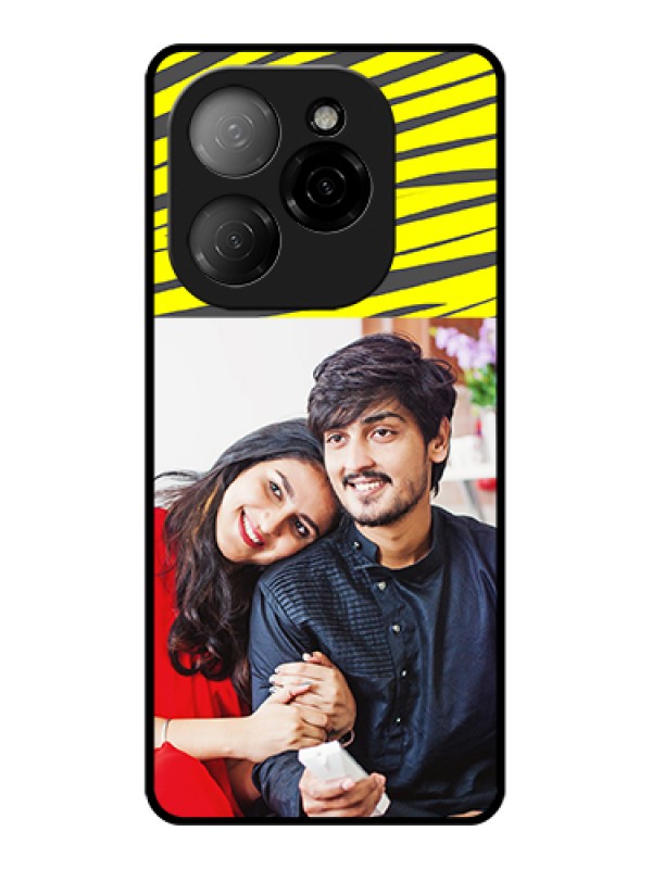 Custom Tecno Spark 20 Pro 5G Custom Glass Phone Case - Yellow Abstract Design