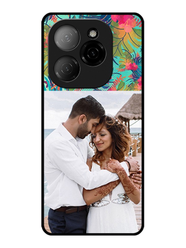 Custom Tecno Spark 20 Pro 5G Custom Glass Phone Case - Watercolor Floral Design