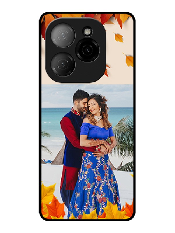 Custom Tecno Spark 20 Pro 5G Custom Glass Phone Case - Autumn Maple Leaves Design