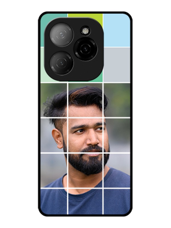 Custom Tecno Spark 20 Pro 5G Custom Glass Phone Case - With White Box Pattern