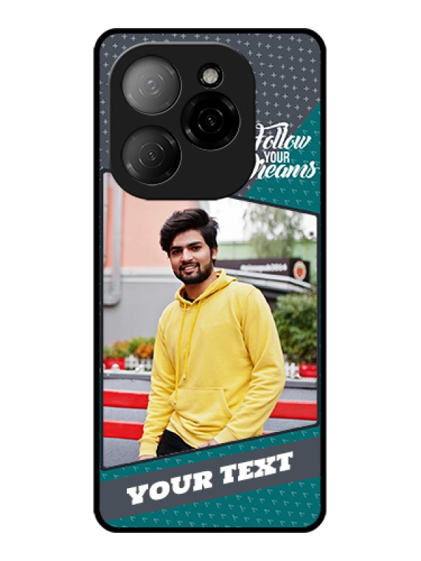 Custom Tecno Spark 20 Pro 5G Custom Glass Phone Case - Background Pattern Design With Quote