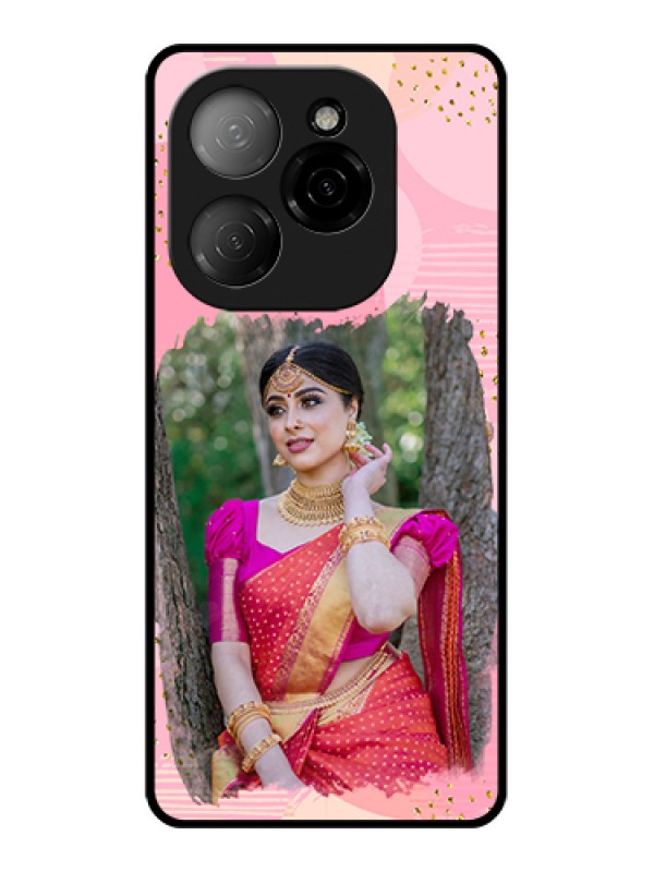 Custom Tecno Spark 20 Pro 5G Custom Glass Phone Case - Gold Glitter Splash Design