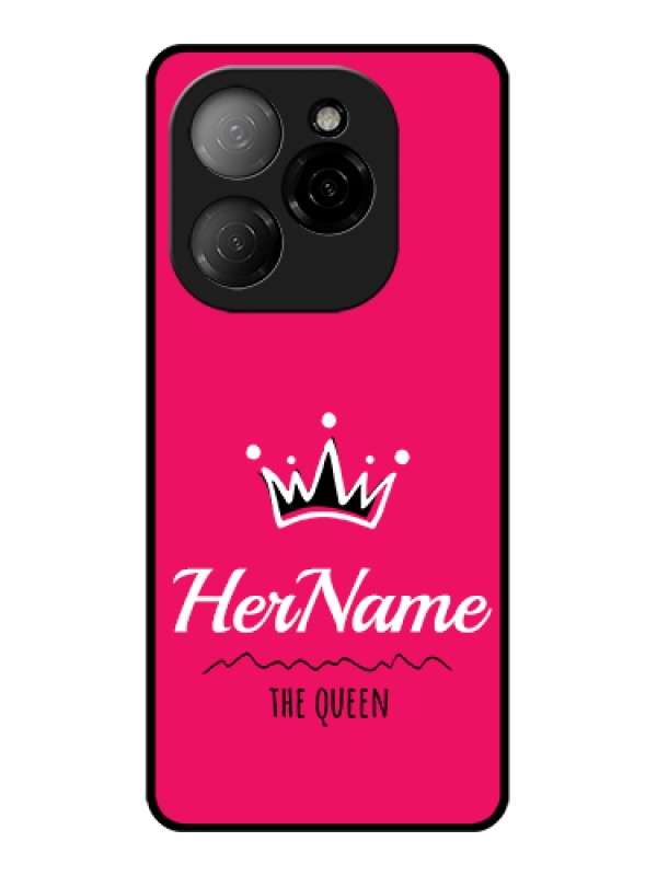 Custom Tecno Spark 20 Pro 5G Custom Glass Phone Case - Queen With Name Design