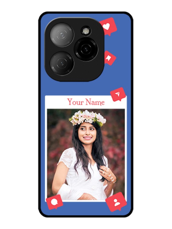 Custom Tecno Spark 20 Pro 5G Custom Glass Phone Case - Like Share And Comment Design