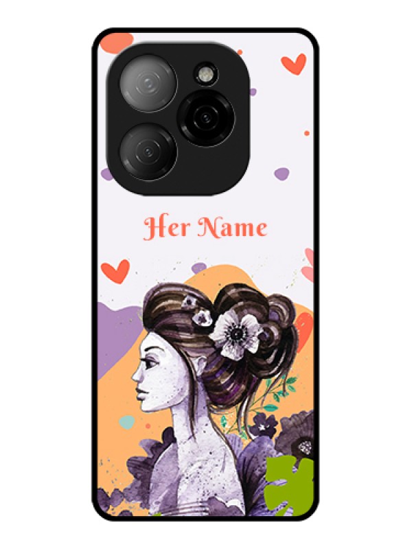Custom Tecno Spark 20 Pro 5G Custom Glass Phone Case - Woman And Nature Design