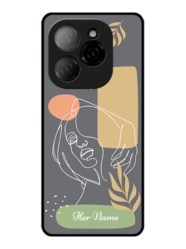 Custom Tecno Spark 20 Pro 5G Custom Glass Phone Case - Gazing Woman Line Art Design