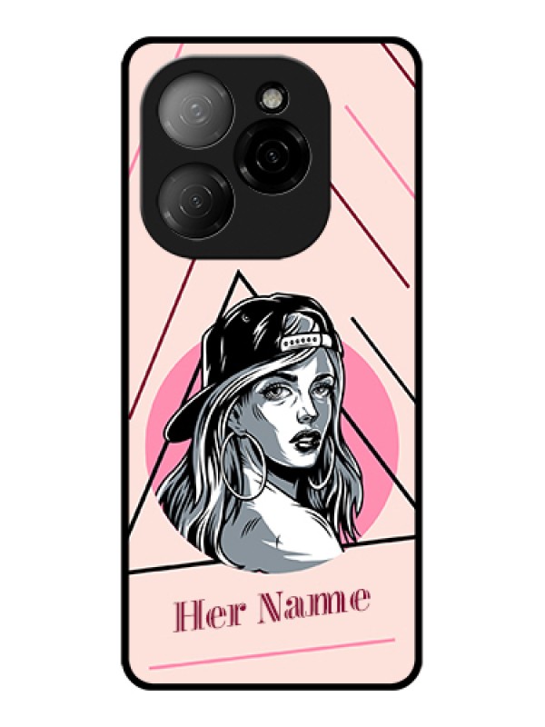 Custom Tecno Spark 20 Pro 5G Custom Glass Phone Case - Rockstar Girl Design