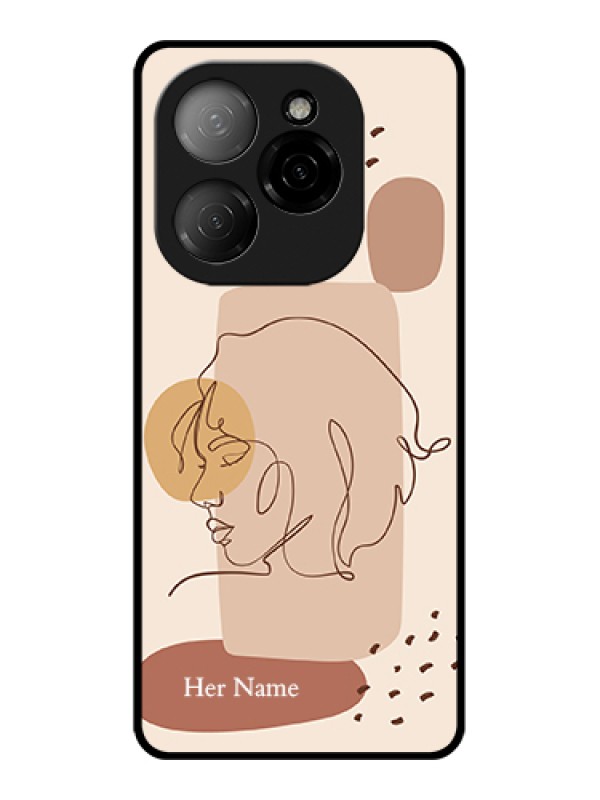Custom Tecno Spark 20 Pro 5G Custom Glass Phone Case - Calm Woman Line Art Design