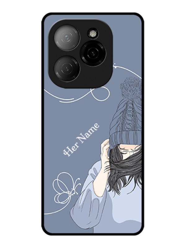 Custom Tecno Spark 20 Pro 5G Custom Glass Phone Case - Girl In Winter Outfit Design