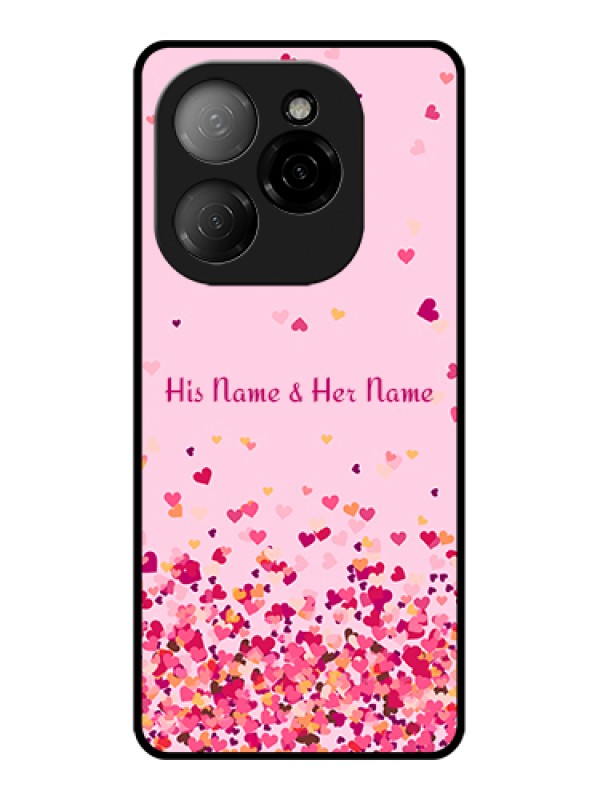 Custom Tecno Spark 20 Pro 5G Custom Glass Phone Case - Floating Hearts Design