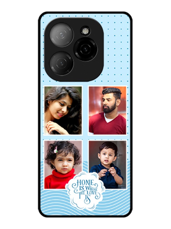 Custom Tecno Spark 20 Pro 5G Custom Glass Phone Case - Cute Love Quote With 4 Pic Upload Design