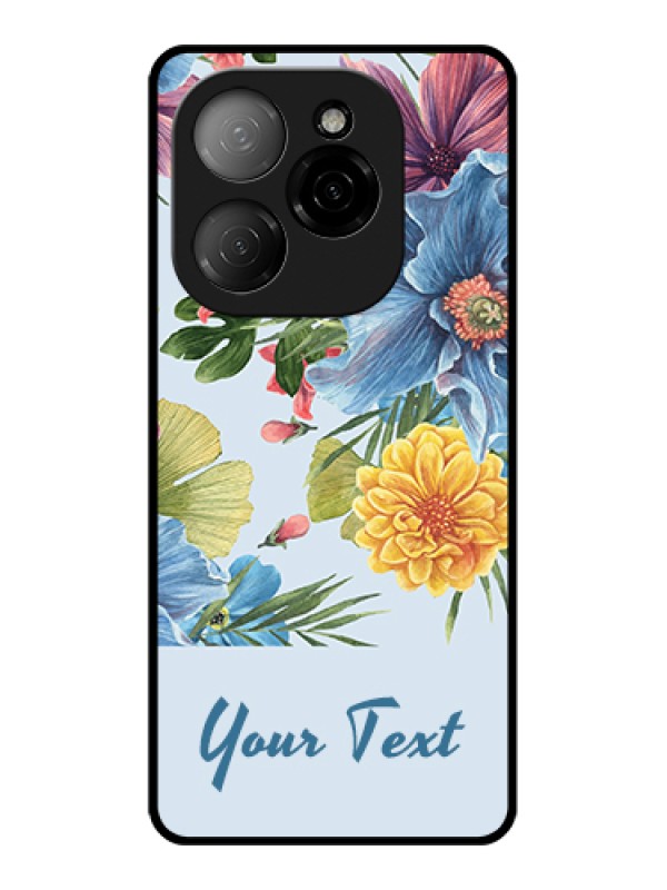 Custom Tecno Spark 20 Pro 5G Custom Glass Phone Case - Stunning Watercolored Flowers Painting Design