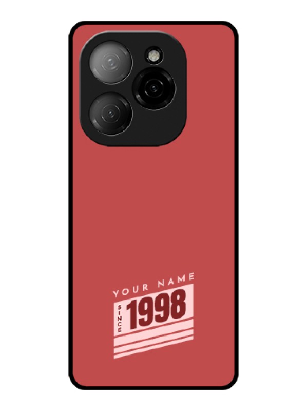 Custom Tecno Spark 20 Pro 5G Custom Glass Phone Case - Red Custom Year Of Birth Design