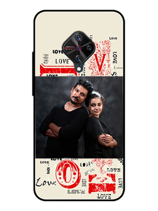 Custom Vivo S1 Pro Photo Printing on Glass Case  - Trendy Love Design Case