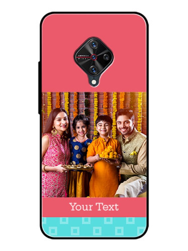 Custom Vivo S1 Pro Personalized Glass Phone Case  - Peach & Blue Color Design