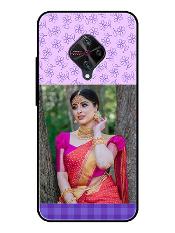 Custom Vivo S1 Pro Custom Glass Phone Case  - Purple Floral Design
