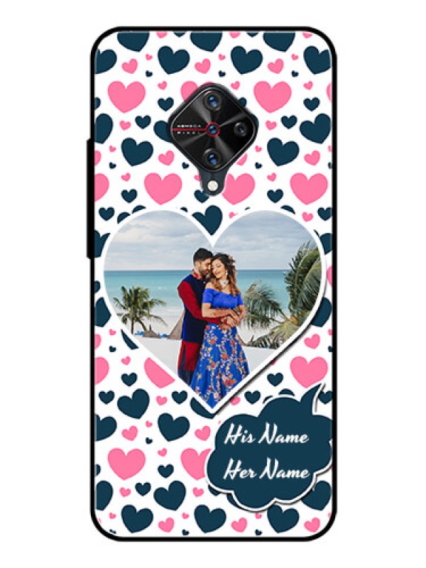 Custom Vivo S1 Pro Custom Glass Phone Case  - Pink & Blue Heart Design