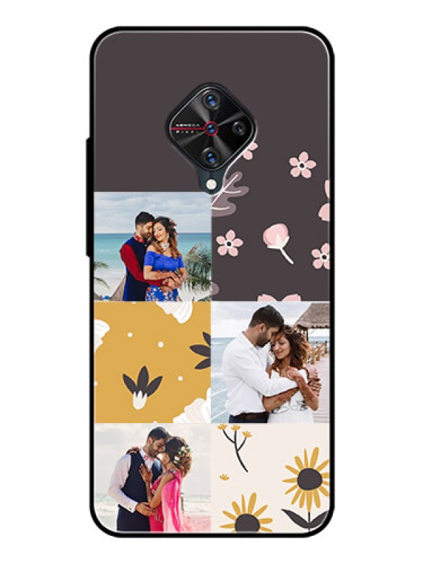Custom Vivo S1 Pro Photo Printing on Glass Case  - 3 Images with Floral Design