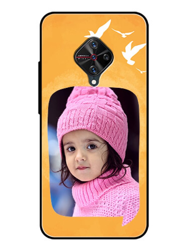 Custom Vivo S1 Pro Personalized Glass Phone Case  - Water Color Design with Bird Icons
