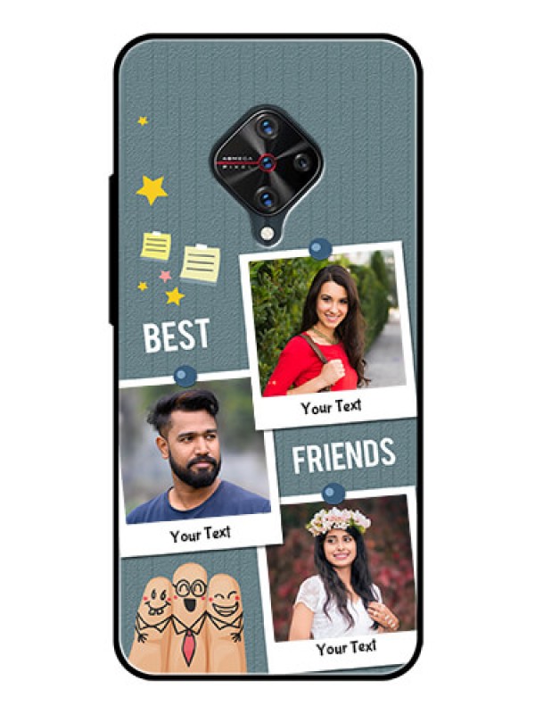 Custom Vivo S1 Pro Personalized Glass Phone Case  - Sticky Frames and Friendship Design