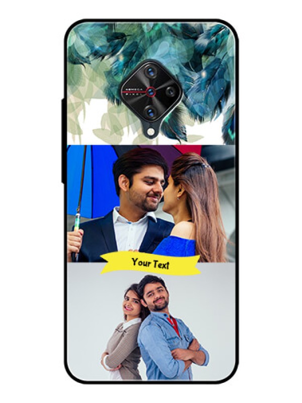 Custom Vivo S1 Pro Personalized Glass Phone Case  - Image with Boho Peacock Feather Design