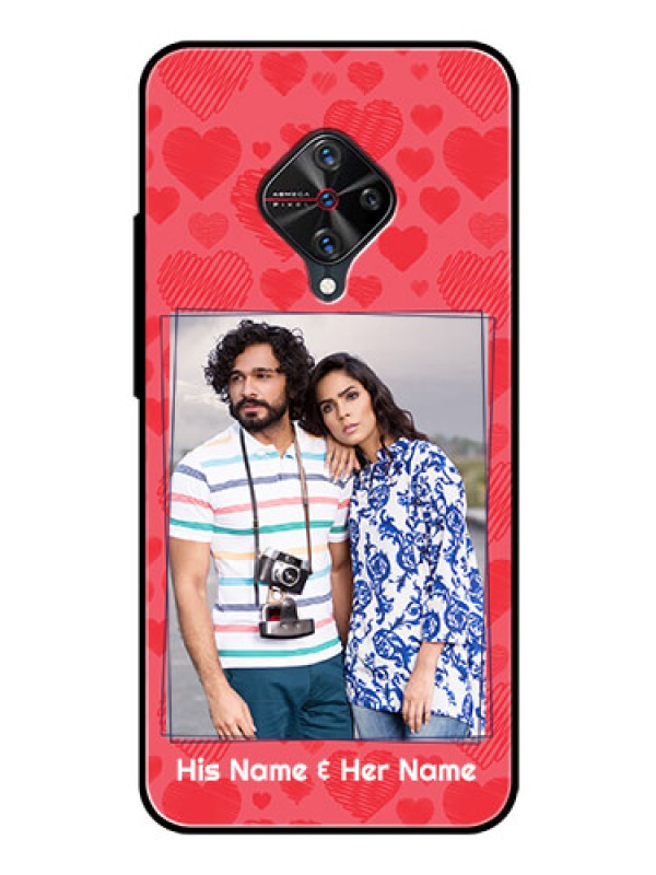 Custom Vivo S1 Pro Photo Printing on Glass Case  - with Red Heart Symbols Design