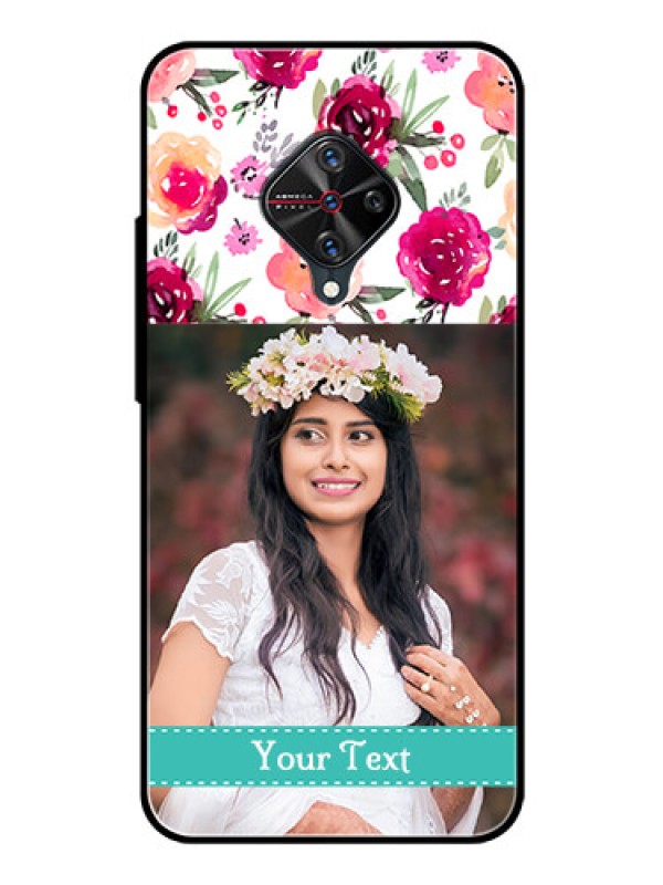 Custom Vivo S1 Pro Custom Glass Phone Case  - Watercolor Floral Design