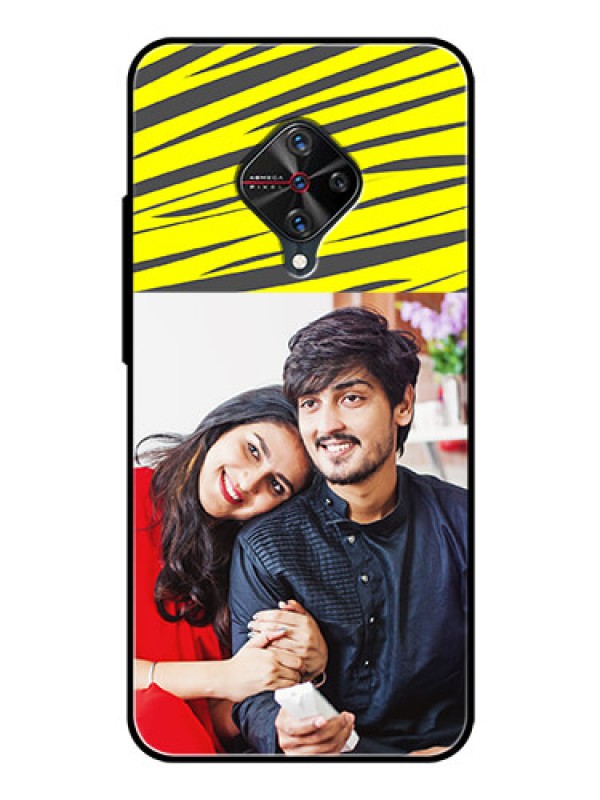 Custom Vivo S1 Pro Photo Printing on Glass Case  - Yellow Abstract Design