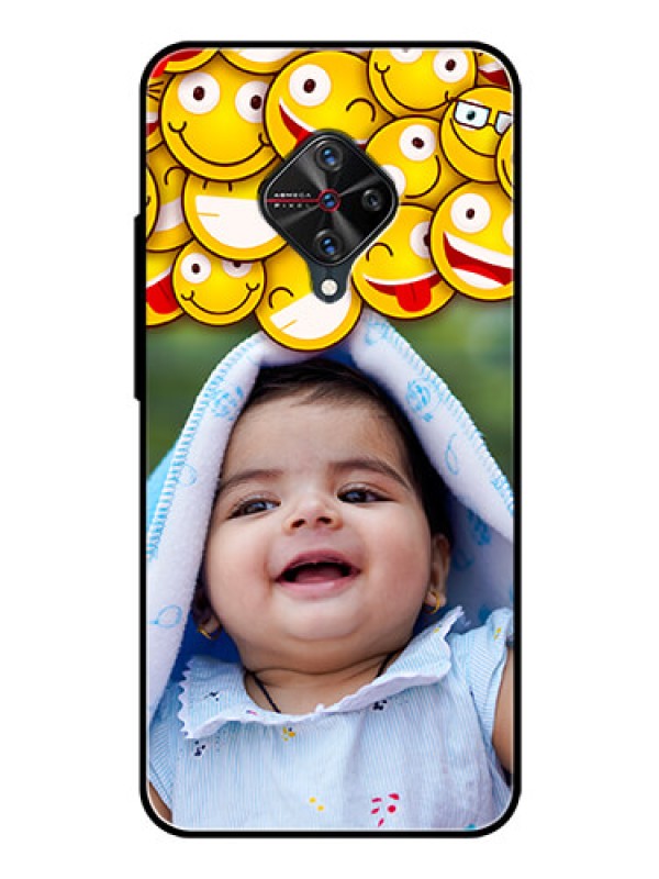 Custom Vivo S1 Pro Custom Glass Mobile Case  - with Smiley Emoji Design