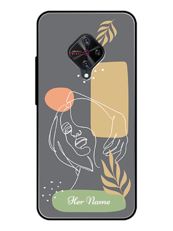 Custom Vivo S1 Pro Custom Glass Phone Case - Gazing Woman line art Design