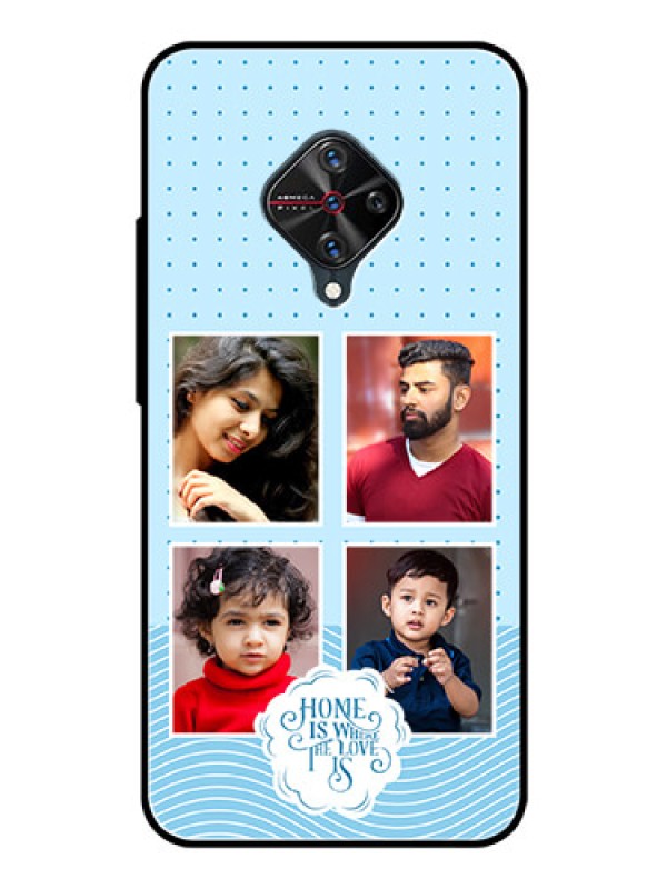 Custom Vivo S1 Pro Custom Glass Phone Case - Cute love quote with 4 pic upload Design