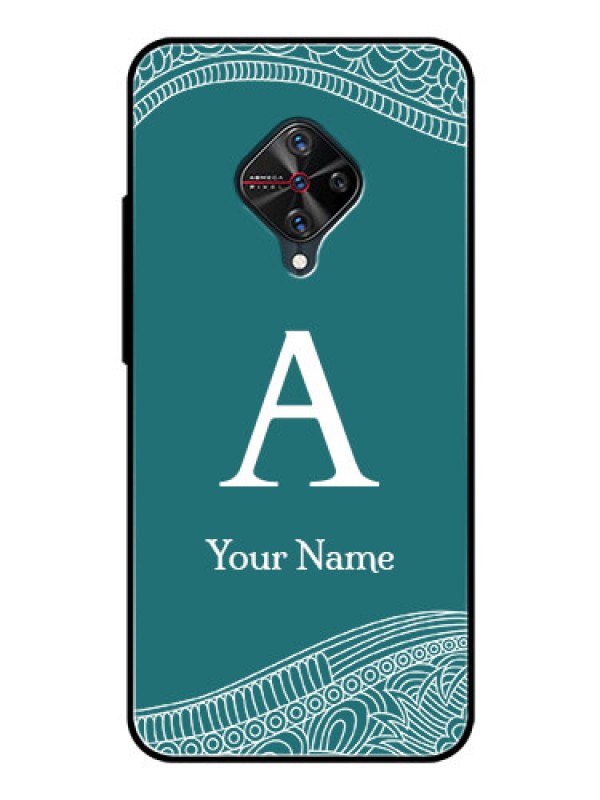 Custom Vivo S1 Pro Personalized Glass Phone Case - line art pattern with custom name Design