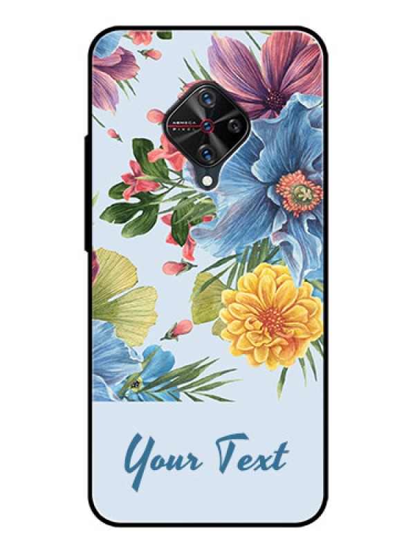 Custom Vivo S1 Pro Custom Glass Mobile Case - Stunning Watercolored Flowers Painting Design