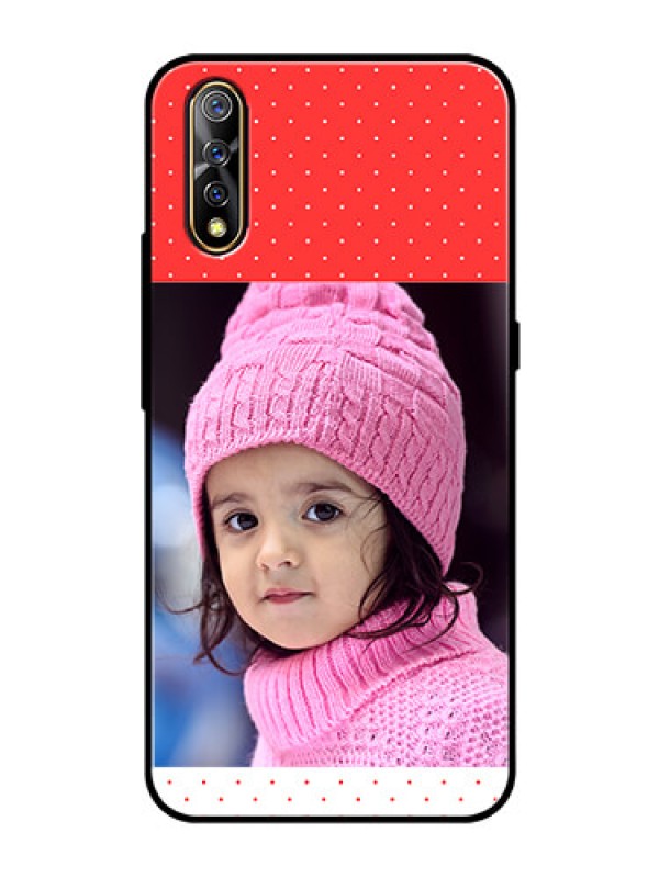 Custom Vivo S1 Photo Printing on Glass Case  - Red Pattern Design